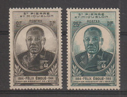 Saint Pierre Et Miquelon 1945 Général Eboué 323-324, 2 Val * Charnière MH - Unused Stamps
