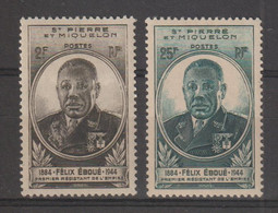 Saint Pierre Et Miquelon 1945 Général Eboué 323-324, 2 Val * Charnière MH - Neufs