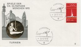 Germany Deutschland 1972 FDC Turnen Gymnastics, Olympischen Spiele Olympic Games Munchen 8 - 1971-1980