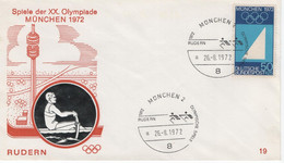 Germany Deutschland 1972 FDC Rudern Rowing Sailing, Olympischen Spiele Olympic Games Munchen 19 - 1971-1980