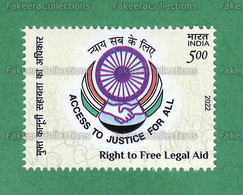 INDIA 2022 Inde Indien - RIGHT TO FREE LEGAL AID 1v MNH ** - Access To Justice For All, Flag, Emblem, Hands Shake - Ongebruikt