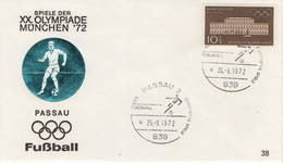 Germany Deutschland 1972 FDC Fussball Football, Olympischen Spiele Olympic Games Munchen, Passau 38 - 1971-1980