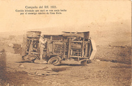 CPA MAROC CAMPANA DEL RIF 1921 CAMION BLINDADO QUE CAYO EN UNA ZANJA HECHA POR EL ENEMIGO CAMINO DE CASA BONA - Autres & Non Classés