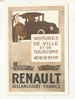 Cp , Publicité , Collection Des Ancêtres RENAULT , Automobile , Ed. Régie Nationale Des Usines Renant , Lithographie - Publicidad