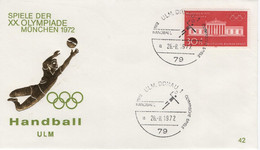 Germany Deutschland 1972 FDC Handball, Olympischen Spiele Olympic Games Munchen Ulm Donau 42 - 1971-1980