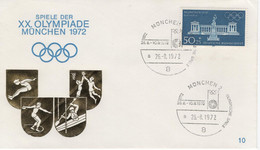 Germany Deutschland 1972 FDC Basketball Rowing Long Jumps Disk Throwing, Olympischen Spiele Olympic Games Munchen 10 - 1971-1980