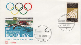 Germany Deutschland 1972 FDC Swimming Schwimmen, Olympischen Spiele Olympic Games Munchen - 1971-1980