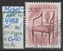 2003 - UNGARN -  FM/DM A. Satz "Sitzmöbel" 35 Ft Mehrfärbig - O Gestempelt - S.Scan (hu 4758o) - Used Stamps