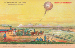 CPA La Navigation Aerienne - Ballon Captif Militaire - Publicité Chocolat Lombart - Fesselballons