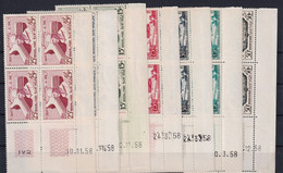 Maroc N°383/389 Année 1958 En Blocs De 4 Coins Datés - Neufs ** Sans Charnière - TB - Morocco (1956-...)