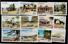 NEVIS 1981 LANDSCAPES SET WITH OVERPRINT OFFICIAL MI No 11-22 MNH VF!! - St.Kitts Y Nevis ( 1983-...)