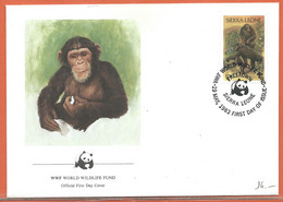 W.W.F. SIERRA LEONE 4 LETTRES FDC SINGES DE 1983 - Lettres & Documents