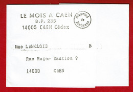 Collier De La Revue LE MOIS A CAEN - Petit Cachet Rond "DISPENSE DE TIMBRAGE" - Civil Frank Covers