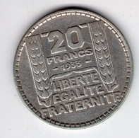 22 - FRANCE - 20 Francs 1933 Rameaux Courts - Type Turin * Argent * - 20 Francs
