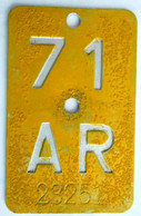 Velonummer Mofanummer Appenzell Ausserrhoden AR 71 - Placas De Matriculación