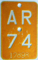 Velonummer Mofanummer Appenzell Ausserrhoden AR 74 - Plaques D'immatriculation