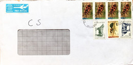 BULGARIA 1989, USED COVER VIGNETTE AIRMAIL LABEL" BULGARIA 89 " INSECT, ANT, COW, BUFFALO,7 STAMPS USED COVER,VARNA CITY - Cartas & Documentos