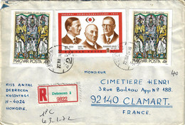 Hongrie, 1973, Lettre Recommandée Pour France. TP Non Dentelés. Congrés Ophtalmologie, Vitraux, Peinture - Lettres & Documents