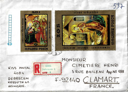 Hongrie, 1974, Lettre Recommandée Pour France. TP Non Dentelé. Peinture, Art, Religion, Nativité, Vierge, Christ, Mages - Covers & Documents