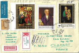 Hongrie, 1983, Lettre Recommandée Pour France. TP Non Dentelé. Peinture, Art, Religion, Nativité, Vierge, Christ, Mages, - Covers & Documents