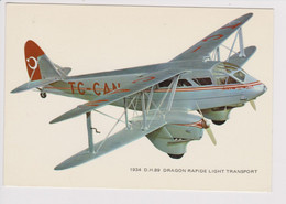 Vintage Pc Turkish Airlines De Havilland D.H. 89 Dragon Aircraft - 1919-1938: Entre Guerres