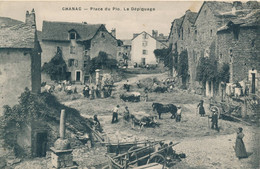 Chanac (48 Lozère) Place Du Plo Le Dépiquage - Circulée 1914 - Chanac