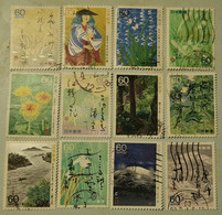 Japon 1988 11636 1661 1664 + 1668 1671 + 1682 1685 Poème De Voyage Iris Papillons Fleur Photo Non Contractuelle - Usados