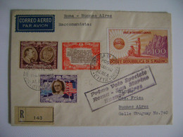 SAN MARINO - ENVELOPE FIRST SPECIAL FLIGHT ROMA-SAN MARINO-BUENOS AIRES IN 1947 IN THE STATE - Covers & Documents