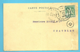 108 Op Kaart Stempel LEUVEN 3D Met Firmaperforatie (perfin) "D.B." Van DYLE & BACALAN / ATELIERS DE LA DYLE - 1909-34