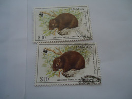 JAMAICA    2  USED   STAMPS  WWF ANIMALS - Gebraucht