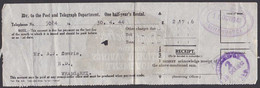 NEW ZEALAND POST & TELEGRAPH RECEIPT FOR TELEPHONE RENTAL 1943 - Storia Postale