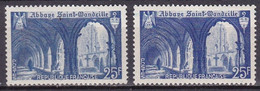 FR7155 - FRANCE – 1949 – ST WANDRILLE - VARIETIES - Y&T # 842(x2) MNH - Unused Stamps