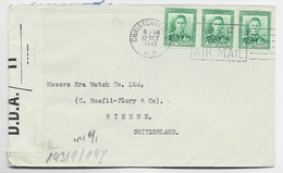 NEW ZEALAND 1DX3 CHIRSTCHURCH 12 OCT 1943 LETTRE COVER SUISSE CENSOR DDA 11 + NAZI GEOFFNET - Storia Postale