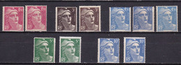 FR7118 - FRANCE – 1945-47 – MARIANNE OF GANDON – VARIETIES - Y&T # 712→723 MNH - Unused Stamps