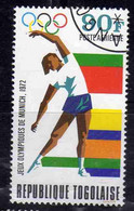 TOGO REPUBLIQUE TOGOLAISE 1972 OLYMPIC GAMES MUNICH GYMNASTICS 90fr OBLITERE' USED USATO - Togo (1960-...)