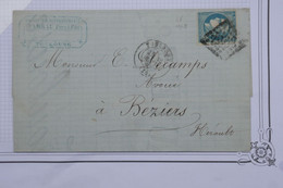BF4 FRANCE BELLE  LETTRE 1871 TOULOUSE A BEZIERS ++ CERES BORDEAUX  46 Rep II ++ +AFFRANCH. INTERESSANT - 1870 Bordeaux Printing