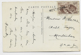 FRANCE 40CC MARSEILLAISE SEUL CARTE OBL FAIBLE ANNULATION GRIFFE MONTAUBAN EN ARRIVEE - 1921-1960: Modern Tijdperk