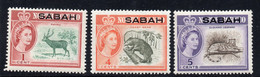 SABAH/1964/MH/SC#1-3/NORTH BORNEO OVERPRINTED / QEII / MALASYA - Sabah