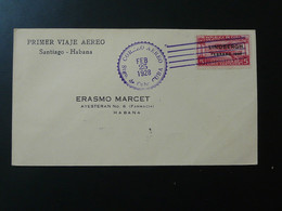Lettre Premier Vol First Flight Cover Santiago Habana Charles Lindbergh Cuba 1928 - Cartas & Documentos