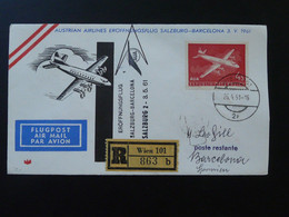Lettre Premier Vol First Flight Cover Wien Salzburg Barcelona AUA Austrian Airlines 1961 (ex 3) - 1961-70 Cartas