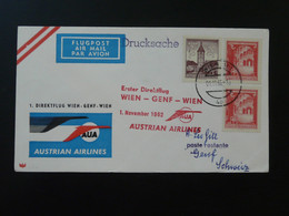 Lettre Premier Vol First Flight Cover Wien Geneve AUA Austrian Airlines 1962 (ex 7) - 1961-70 Cartas