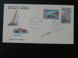 FDC Signée Par L'artiste Robin Nautisme Djibouti Afars Et Issas 1970 - Brieven En Documenten