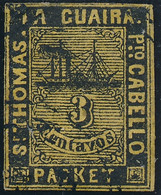 ST THOMAS-LA GUAIRA : N° 4 3c  OFFICE ROBERT TOOD . 1864/70 . Venezuela Packet Bateau Vapeur - Antillas Holandesas