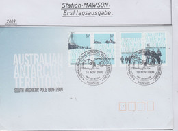 AAT 2009 South Magnetic Pole 4v FDC Ca Mawson 18 NOV 2009 (MN204) - FDC