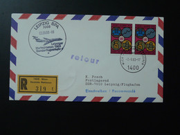 Lettre Vol Registered Flight Cover Flugpost Wien Vereinte Nationen --> Leipziger Messe 1983 - Brieven En Documenten