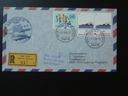 Lettre Vol Registered Flight Cover Flugpost Wien Vereinte Nationen --> Leipziger Messe 1984 - Brieven En Documenten
