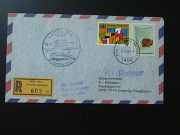 Lettre Vol Registered Flight Cover Flugpost Wien Vereinte Nationen --> Leipziger Messe 1984 - Storia Postale