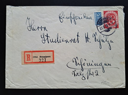 BRD 1953, Reko-Brief 80Pf. "Posthorn" BENNIGSEN Gelaufen SCHÖNINGEN "Steuermarke" - Cartas
