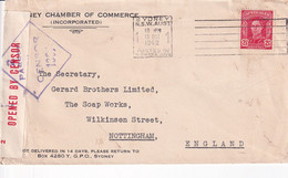 AUSTRALIA 1942 GEORGE VI CENSORED COVER TO UK. - Cartas & Documentos