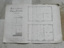 Rare Plan Ancien école De Garçons CHAUMONT LA VILLE (haute Marne ) 1873 - Architecture